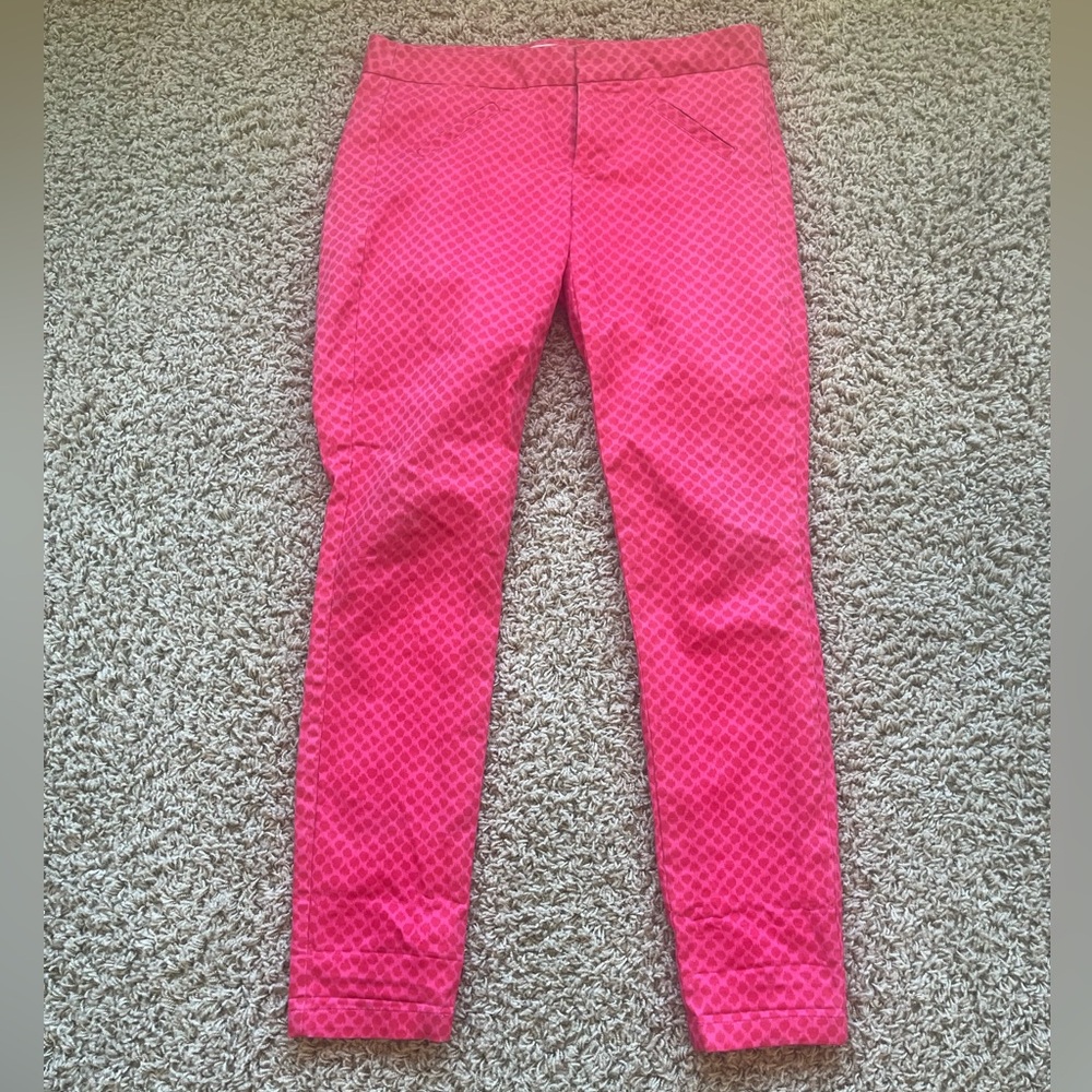 Printed pink Gap ultra skinny pants